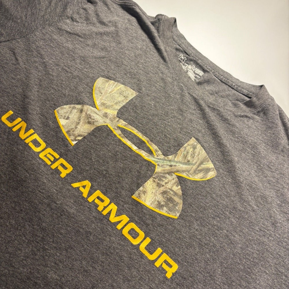 Under Armour Mens Gray Camo Logo Short Sleeve T Shirt‎ Activewear